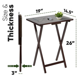 PJ Wood Portable Folding TV Snack Tray Table Desk Stand, Espresso (10 Pack) - TRAPSKI