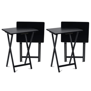 PJ Wood Portable Folding TV Snack Tray Table Desk Stand, Black (4 Piece Set) - TRAPSKI