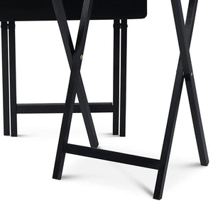 PJ Wood Portable Folding TV Snack Tray Table Desk Stand, Black (4 Piece Set) - TRAPSKI