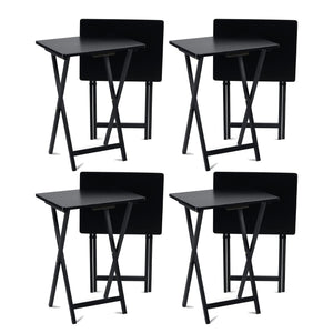PJ Wood Portable Folding TV Snack Tray Table Desk Stand, Black (8 Piece Set) - TRAPSKI