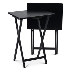 PJ Wood Portable Folding TV Snack Tray Table Desk Stand, Black (10 Piece Set) - TRAPSKI