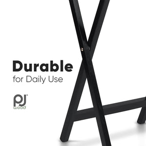 PJ Wood Portable Folding TV Snack Tray Table Desk Stand, Black (10 Piece Set) - TRAPSKI