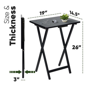 PJ Wood Portable Folding TV Snack Tray Table Desk Stand, Black (10 Piece Set) - TRAPSKI