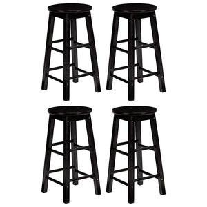 PJ Wood Classic Round Seat 29 Inch Tall Kitchen Counter Stools, Black (Set of 4)