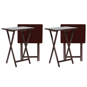 PJ Wood Portable Folding TV Snack Tray Table Desk Stand, Espresso (4 Piece Set) - TRAPSKI