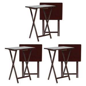 PJ Wood Portable Folding TV Snack Tray Table Desk Stand, Espresso (6 Piece Set) - TRAPSKI