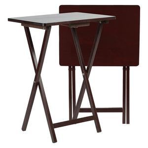 PJ Wood Portable Folding TV Snack Tray Table Desk Stand, Espresso (6 Piece Set) - TRAPSKI
