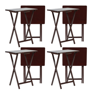 PJ Wood Portable Folding TV Snack Tray Table Desk Stand, Espresso (8 Piece Set) - TRAPSKI