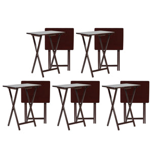 PJ Wood Portable Folding TV Snack Tray Table Desk Stand, Espresso (10 Piece Set) - TRAPSKI