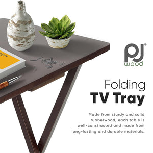 PJ Wood Portable Folding TV Snack Tray Table Desk Stand, Espresso (10 Piece Set) - TRAPSKI