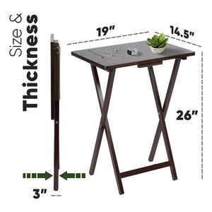 PJ Wood Portable Folding TV Snack Tray Table Desk Stand, Espresso (10 Piece Set) - TRAPSKI