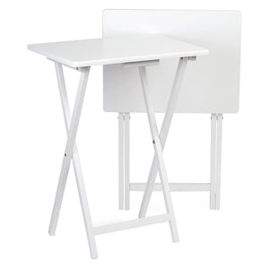 PJ Wood Portable Folding TV Snack Tray Table Desk Stand, White (10 Piece Set) - TRAPSKI