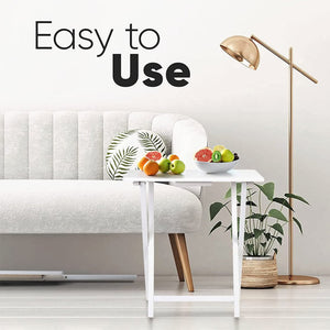 PJ Wood Portable Folding TV Snack Tray Table Desk Stand, White (10 Piece Set) - TRAPSKI