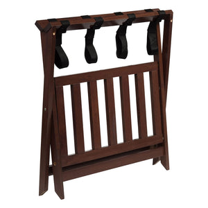 PJ Wood Hotel Style Home Folding Suitcase Luggage Rack w/Shelf, Walnut (2 Pack)
