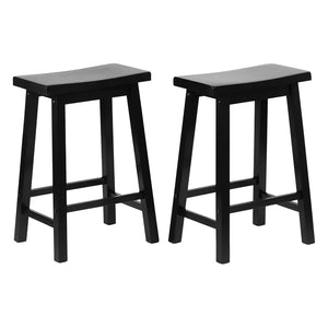 PJ Wood Classic Saddle Seat 24" Tall Kitchen Counter Stools, Black (Set of 8)