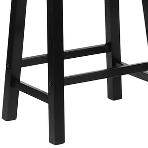 PJ Wood Classic Saddle Seat 24" Tall Kitchen Counter Stools, Black (Set of 8)