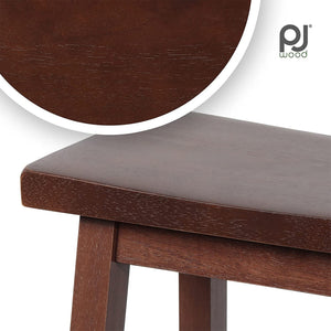 PJ Wood Classic Saddle Seat 24 Inch Kitchen Bar Counter Stool, Walnut (4 Pack)