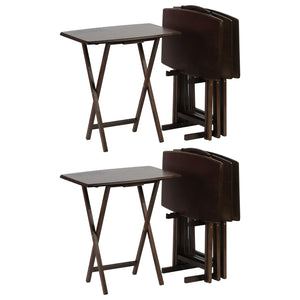 PJ Wood Folding TV Tray Tables with Compact Storage Rack, Walnut (10 Piece Set) - TRAPSKI