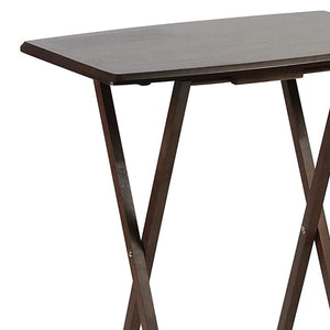 PJ Wood Folding TV Tray Tables with Compact Storage Rack, Walnut (10 Piece Set) - TRAPSKI