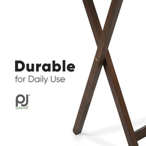 PJ Wood Folding TV Tray Tables with Compact Storage Rack, Walnut (10 Piece Set) - TRAPSKI