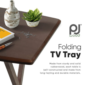 PJ Wood Folding TV Tray Tables with Compact Storage Rack, Walnut (10 Piece Set) - TRAPSKI