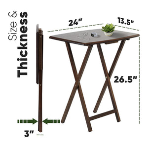 PJ Wood Folding TV Tray Tables with Compact Storage Rack, Walnut (10 Piece Set) - TRAPSKI