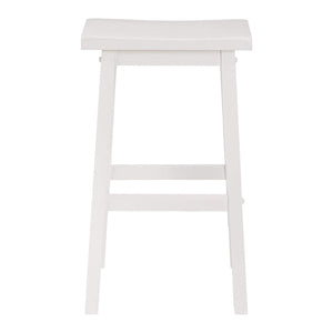 PJ Wood Classic 29 Inch Saddle Seat Kitchen Bar Counter Stool, White (6 Pack)