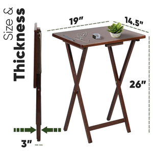 PJ Wood Portable Folding TV Snack Tray Table Desk Stand, Honey Oak (4 Pack)