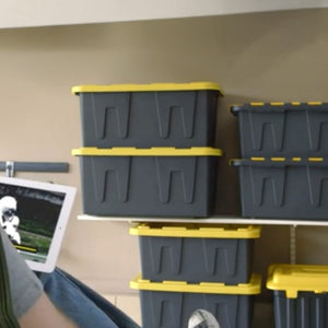 Homz 15 Gallon Durabilt Home Storage Container w/Snap Lid, Black/Yellow(2 Pack)