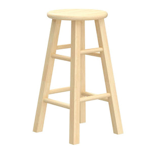 PJ Wood Classic Round Seat 24" Tall Kitchen Counter Stools, Natural (Set of 4)