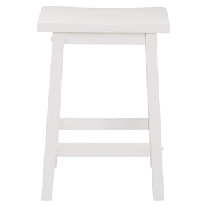 PJ Wood Classic Saddle Seat 24 Inch Tall Kitchen Counter Stools, White (4 Pack)