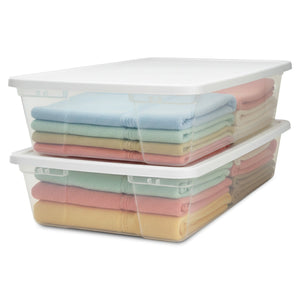 Homz Snaplock 41 Qt Stackable Plastic Storage Container w/Latching Lid (2 Pack)
