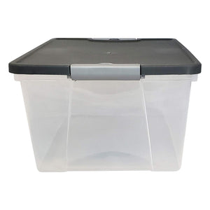 Homz 15 Qt Stackable Plastic Storage Container w/Snaplock Lid, Gray (4 Pack)