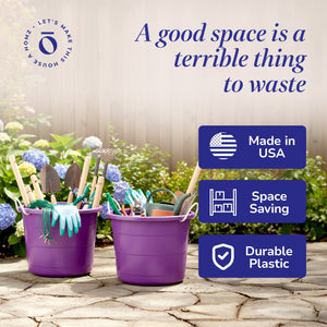 Homz 17 Gallon Indoor Outdoor Storage Bucket w/ Rope Handles, Orchid (2 Pack)