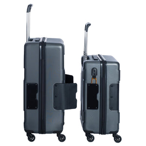 TACH V3 Connectable 2 Piece Hard Shell Suitcase Luggage Set with Spinners, Grey - TRAPSKI