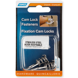 Camco Stainless Steel Bilingual Cam Lock for Water Heater Door Latch, Silver