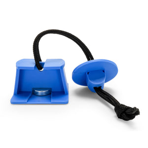 Camco Adjustable Universal RV Fridge Door Block Accessory with Drawstring, Blue