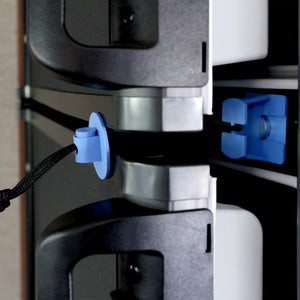 Camco Adjustable Universal RV Fridge Door Block Accessory with Drawstring, Blue