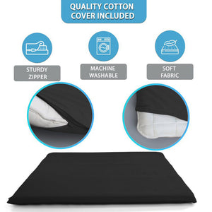 Native Nest Japanese Futon Floor Mattress, Foldable Shikibuton Bed, Twin, Black