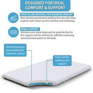 Native Nest Japanese Futon Floor Mattress, Foldable Shikibuton Bed, Queen, Black - TRAPSKI
