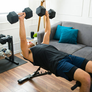 HolaHatha Iron Hexagonal Cast Home Exercise Dumbbell Free Weight, 45 Pounds - TRAPSKI
