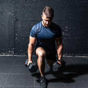 HolaHatha Iron Hexagonal Cast Home Exercise Dumbbell Free Weight, 45 Pounds - TRAPSKI