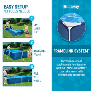 Bestway Steel Pro 13 Foot x 32 Inch Rectangular Above Ground Swimming Pool, Blue