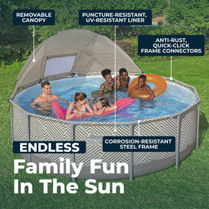 Bestway Steel Pro MAX 13' x 42" Round Above Ground Pool Set with Canopy & Ladder - TRAPSKI