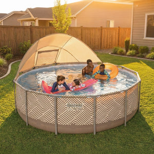 Bestway Steel Pro MAX 13' x 42" Round Above Ground Pool Set with Canopy & Ladder - TRAPSKI