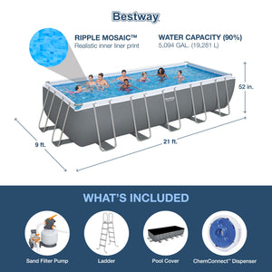 Bestway Power Steel 21' x 9' x 52" Rectangular Above Ground Swimming Pool Set
