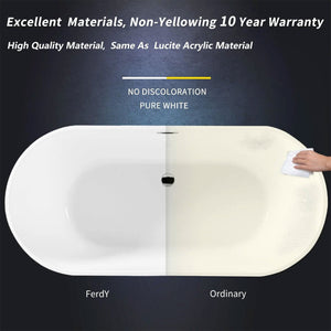 FerdY Shangri La 67 Inch Acrylic Freestanding Bathtub with Polished Chrome Drain