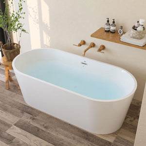 FerdY Shangri La 67 Inch Acrylic Freestanding Bathtub with Polished Chrome Drain