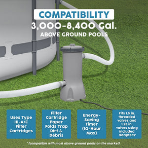 Bestway Flowclear 1,500 GPH 120V Above Ground Swimming Pool Water Filter Pump
