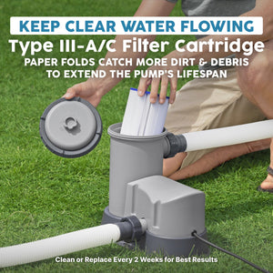 Bestway Flowclear 1,500 GPH 120V Above Ground Swimming Pool Water Filter Pump